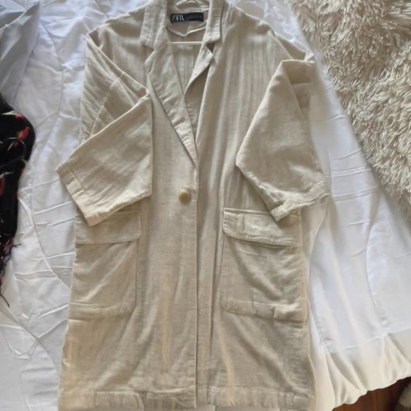 Zara Jackets & Coats Zara Cotton Oatmeal Duster Poshmark
